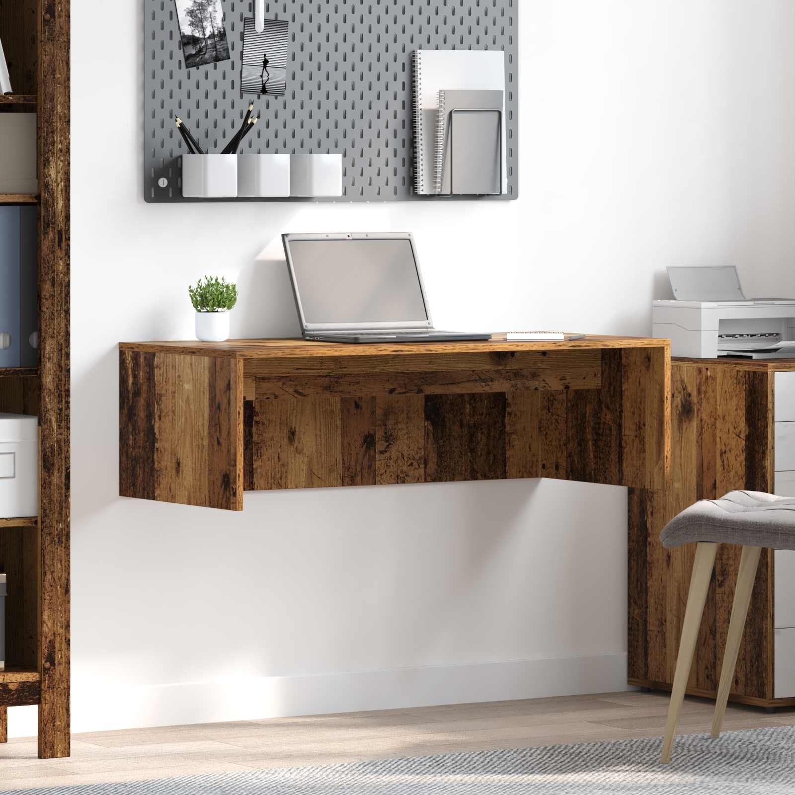VidaXL Aan de muur bevestigd bureau Oud Hout 100 x 45 x 30 cm