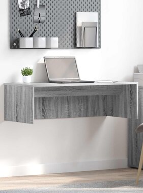 VidaXL Aan de muur bevestigd bureau Grijs Sonoma 100 x 45 x 30 cm