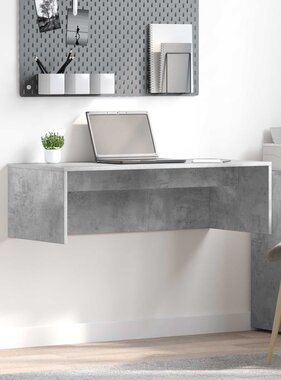VidaXL Aan de muur bevestigd bureau Beton Grijs 100 x 45 x 30 cm