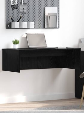 VidaXL Aan de muur bevestigd bureau Zwart Eiken 100 x 45 x 30 cm