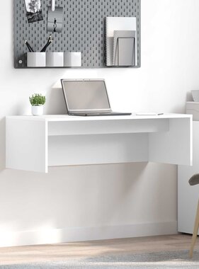 VidaXL Aan de muur bevestigd bureau Wit 100 x 45 x 30 cm Bewerkt hout
