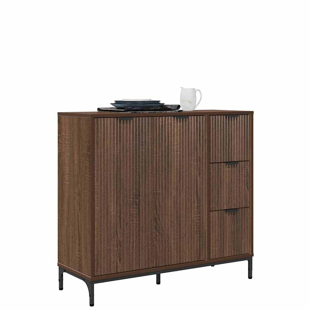 VidaXL Dressoir bruin eikenkleur 89,5 x 33 x 82 cm Bewerkt hout