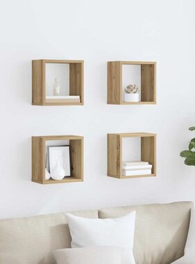 VidaXL Wandschappen 4 pcs Artisan Eiken 26 x 15 x 26 cm Bewerkt hout