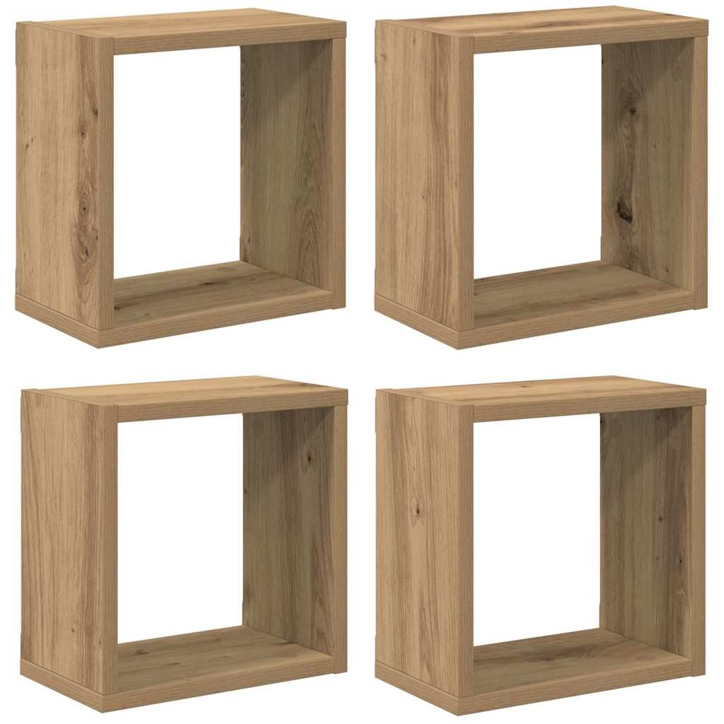 VidaXL Wandschappen 4 pcs Artisan Eiken 26 x 15 x 26 cm Bewerkt hout