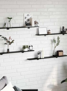 VidaXL Boekenplank Bord 4 pcs Zwart 100 x 10 x 1,5 cm Bewerkt hout