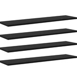 VidaXL Boekenplank Bord 4 pcs Zwart 80 x 20 x 1,5 cm Bewerkt hout