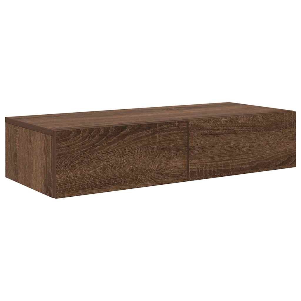 VidaXL Wandschap met lades 80x33x17 cm bewerkt hout bruin eikenkleurig