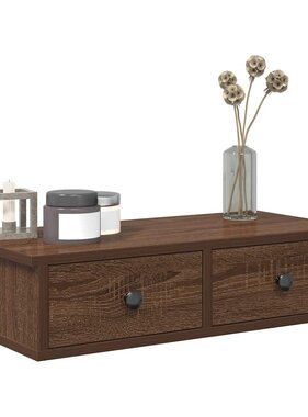 VidaXL Wandschap met lades 60x28x15 cm bewerkt hout bruin eikenkleurig