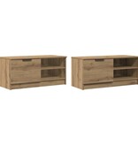 VidaXL Tv-meubelen 2 st 80x35x36,5 cm bewerkt hout artisanaal eiken