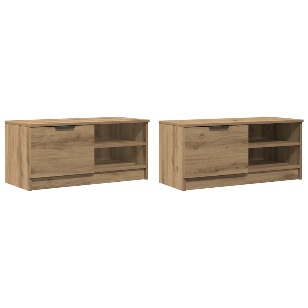 VidaXL Tv-meubelen 2 st 80x35x36,5 cm bewerkt hout artisanaal eiken