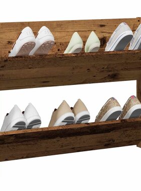 VidaXL Wandschoenenkast 80x18x60 cm bewerkt hout oud houtkleurig