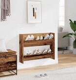 VidaXL Wandschoenenkast 80x18x60 cm bewerkt hout oud houtkleurig