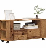 VidaXL Tv-meubel met wielen 102x34,5x43 cm bewerkt hout oud hout