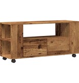 VidaXL Tv-meubel met wielen 102x34,5x43 cm bewerkt hout oud hout