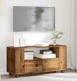 VidaXL Tv-meubel met wielen 102x34,5x43 cm bewerkt hout oud hout