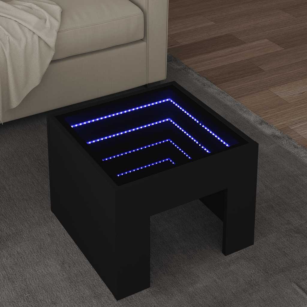 VidaXL Salontafel met Infinity LED 40x40x30 cm zwart