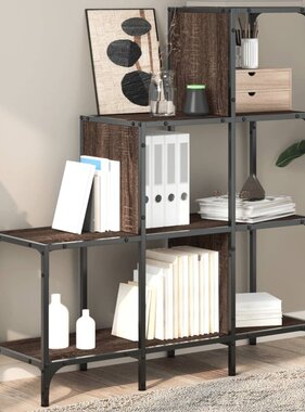 VidaXL Boekenkast 92x30x102 cm bewerkt hout en metaal bruin eiken
