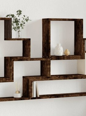 VidaXL Wandschap 96x12x64 cm bewerkt hout gerookt eikenkleurig