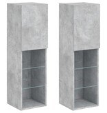 VidaXL Tv-meubels met LED-verlichting 2 st 30,5x30x102 cm betongrijs