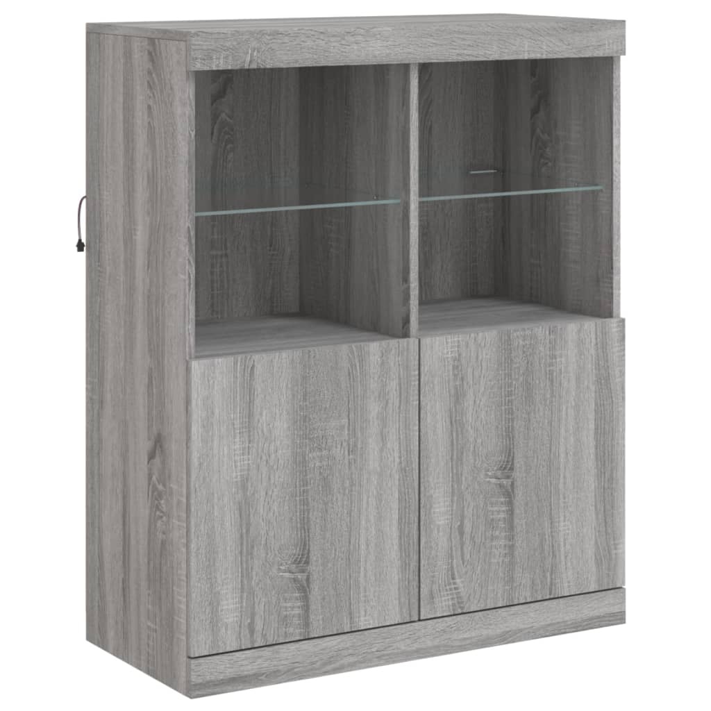 VidaXL Dressoir met LED-verlichting 81x37x100 cm grijs sonoma eiken