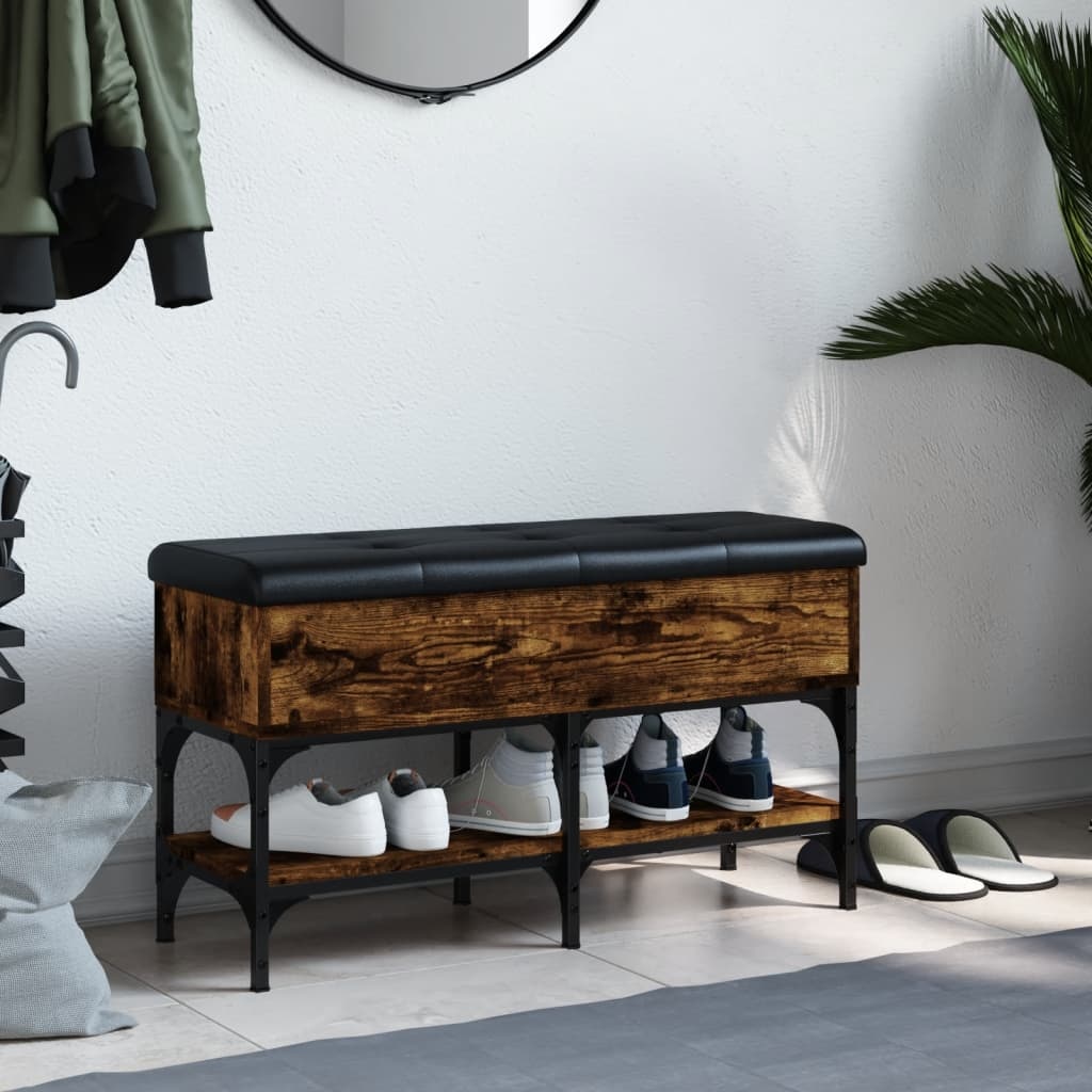 VidaXL Schoenenbank 82x32x45 cm bewerkt hout gerookt eikenkleurig