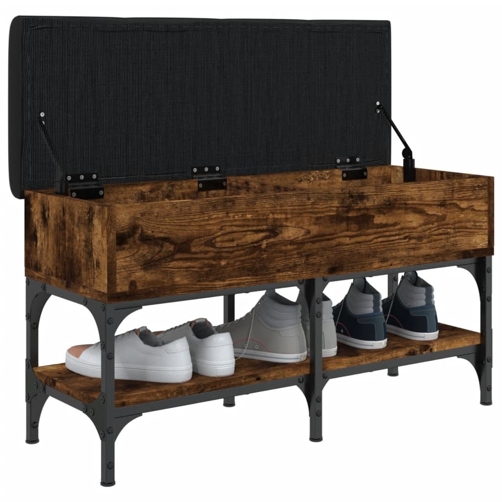 VidaXL Schoenenbank 82x32x45 cm bewerkt hout gerookt eikenkleurig