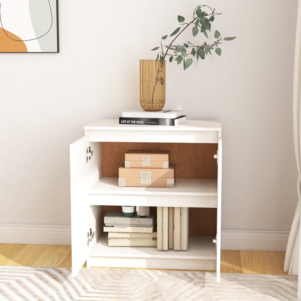 VidaXL Bijzetkast 60x36x65 cm massief grenenhout wit