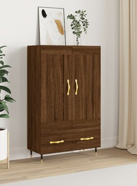 VidaXL Hoge kast 69,5x31x115 cm bewerkt hout bruin eikenkleur