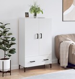 VidaXL Hoge kast 69,5x31x115 cm bewerkt hout hoogglans wit