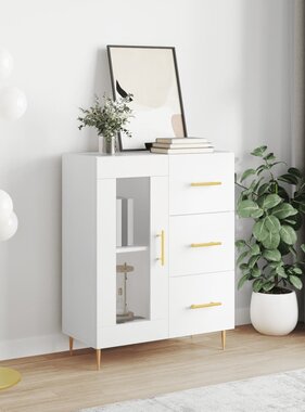 VidaXL Dressoir 69,5x34x90 cm bewerkt hout wit