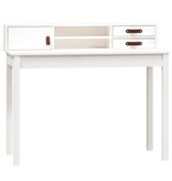 VidaXL Bureau 110x50x93 cm massief grenenhout wit