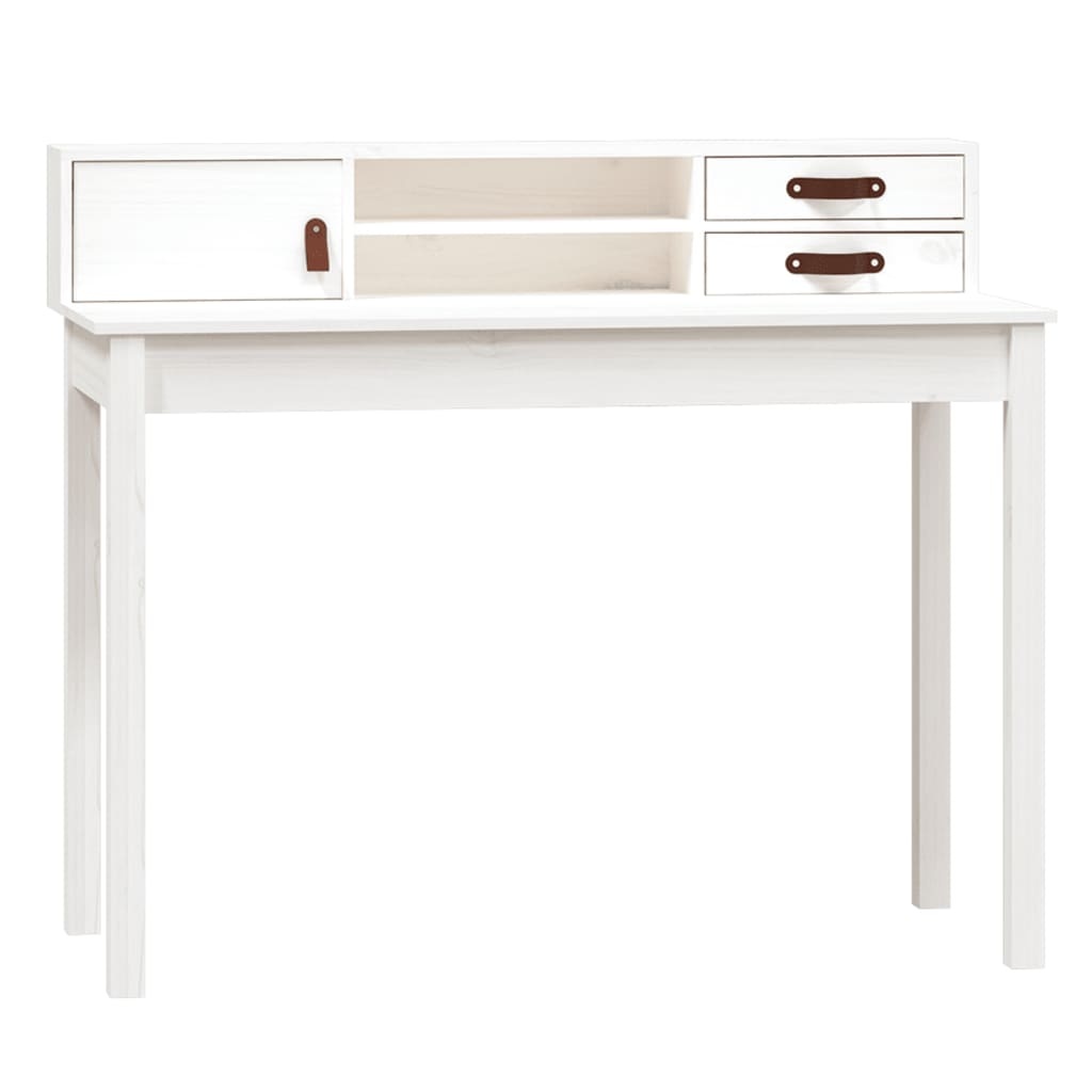 VidaXL Bureau 110x50x93 cm massief grenenhout wit