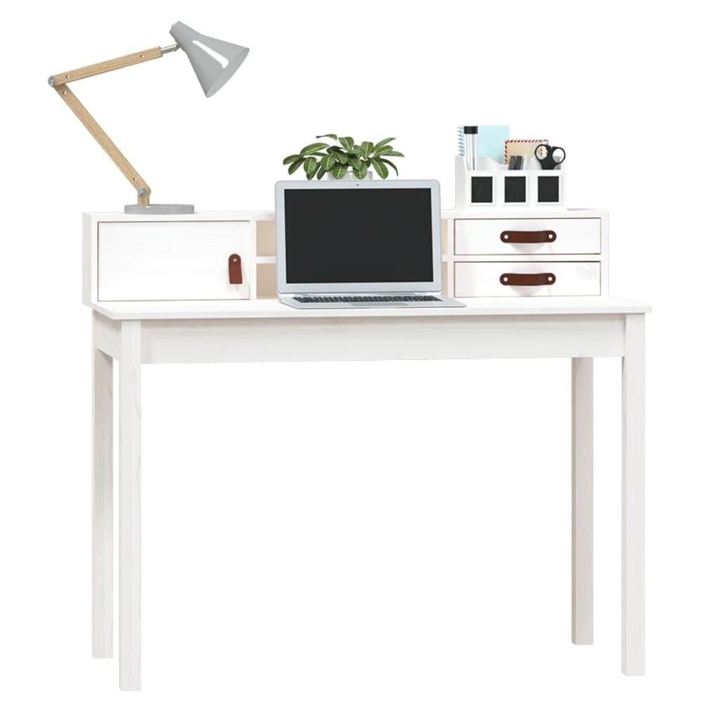 VidaXL Bureau 110x50x93 cm massief grenenhout wit