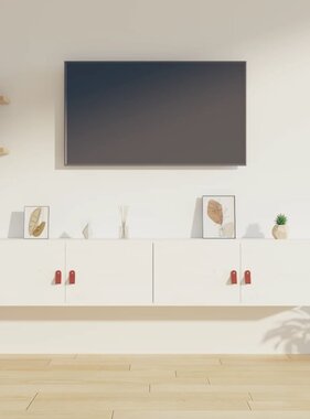 VidaXL Wandkasten 2 st 80x30x30 cm massief grenenhout wit