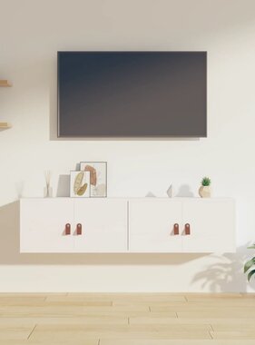 VidaXL Wandkasten 2 st 60x30x30 cm massief grenenhout wit
