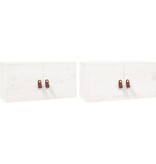 VidaXL Wandkasten 2 st 60x30x30 cm massief grenenhout wit