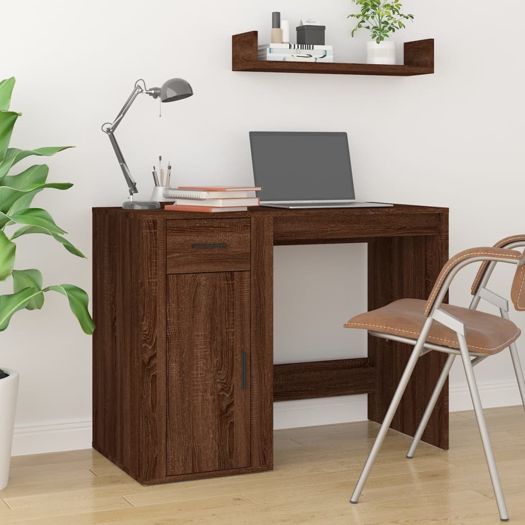 VidaXL Bureau 100x49x75 cm bewerkt hout bruin eikenkleur