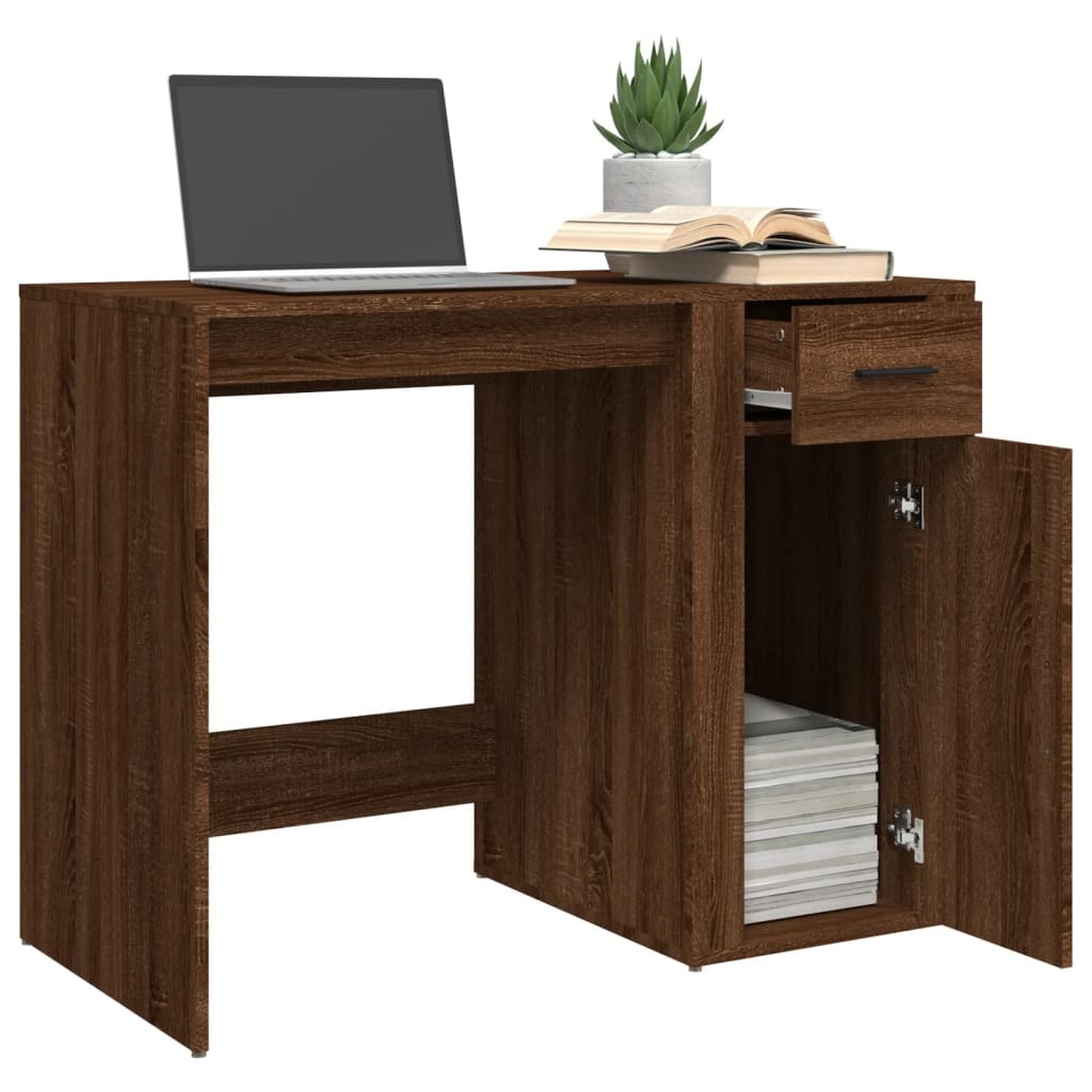 VidaXL Bureau 100x49x75 cm bewerkt hout bruin eikenkleur