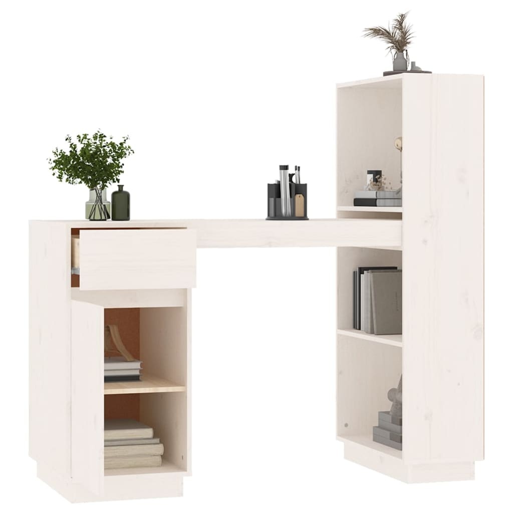 VidaXL Bureau 110x53x117 cm massief grenenhout wit