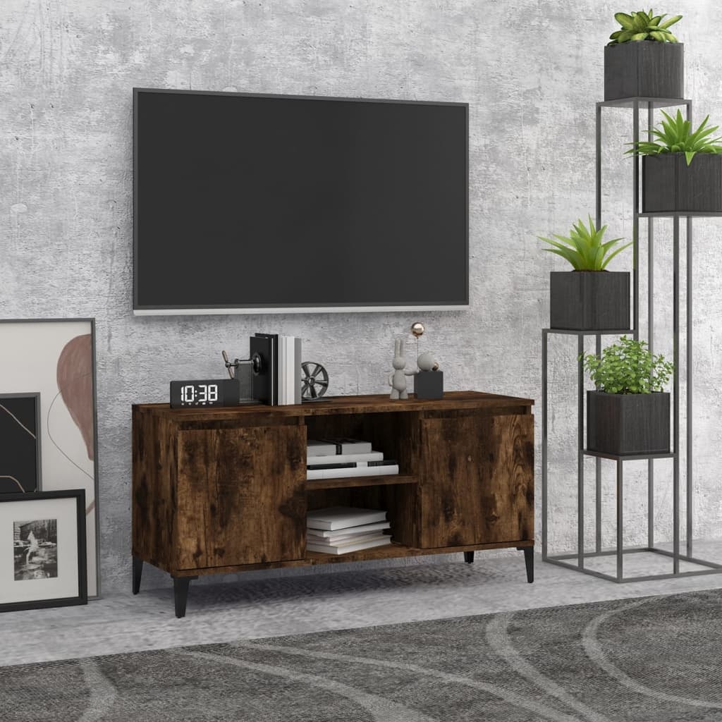 VidaXL Tv-meubel met metalen poten 103,5x35x50 cm gerookt eikenkleurig