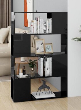 VidaXL Boekenkast/kamerscherm 80x24x124,5 cm hoogglans zwart