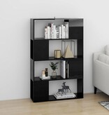 VidaXL Boekenkast/kamerscherm 80x24x124,5 cm hoogglans zwart