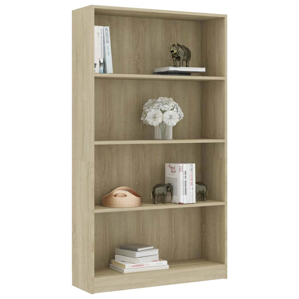 VidaXL Boekenkast met 4 schappen 80x24x142 cm bewerkt hout sonoma eik