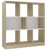VidaXL Boekenkast 97,5x29,5x100 cm bewerkt hout wit en eikenkleurig
