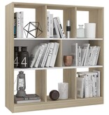 VidaXL Boekenkast 97,5x29,5x100 cm bewerkt hout wit en eikenkleurig