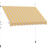 VidaXL Luifel handmatig uittrekbaar 300 cm geel en blauwe strepen