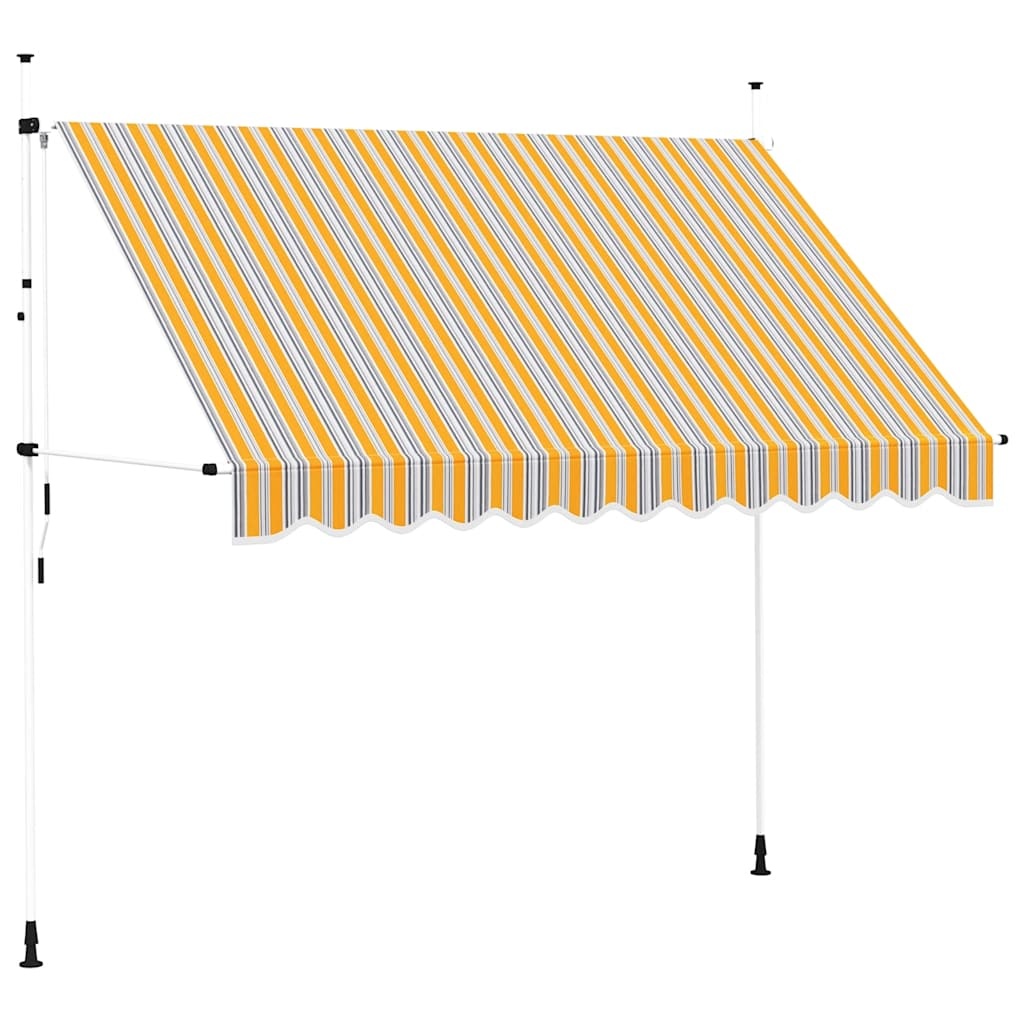 VidaXL Luifel handmatig uittrekbaar 300 cm geel en blauwe strepen