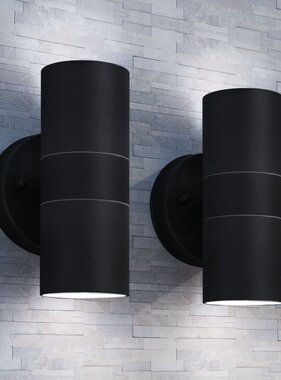 VidaXL Buitenwandlampen 2 st op-/neerwaarts roestvrij staal