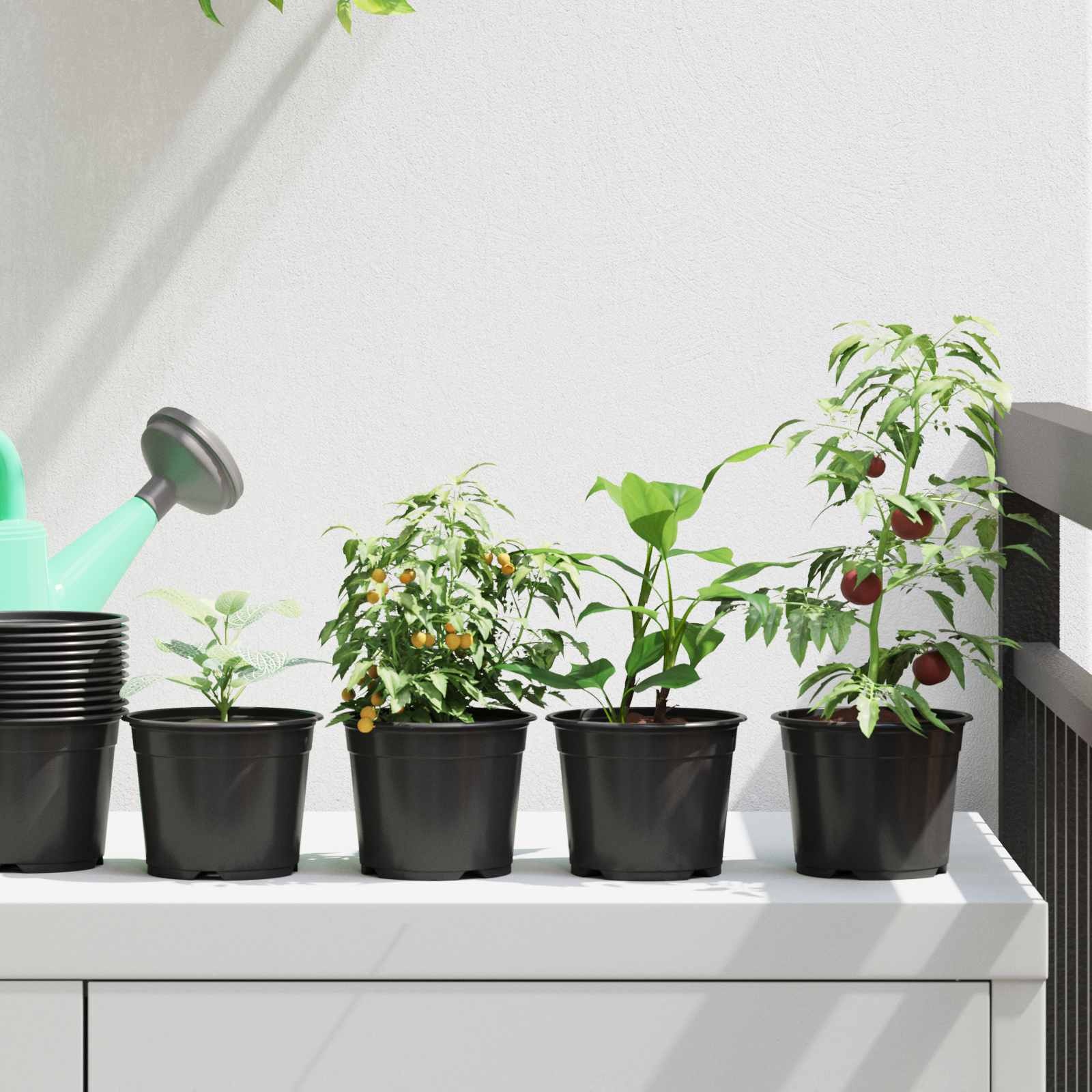 VidaXL Bloempot 50 pcs Zwart Ø 15 x 12.5 cm Kunststof