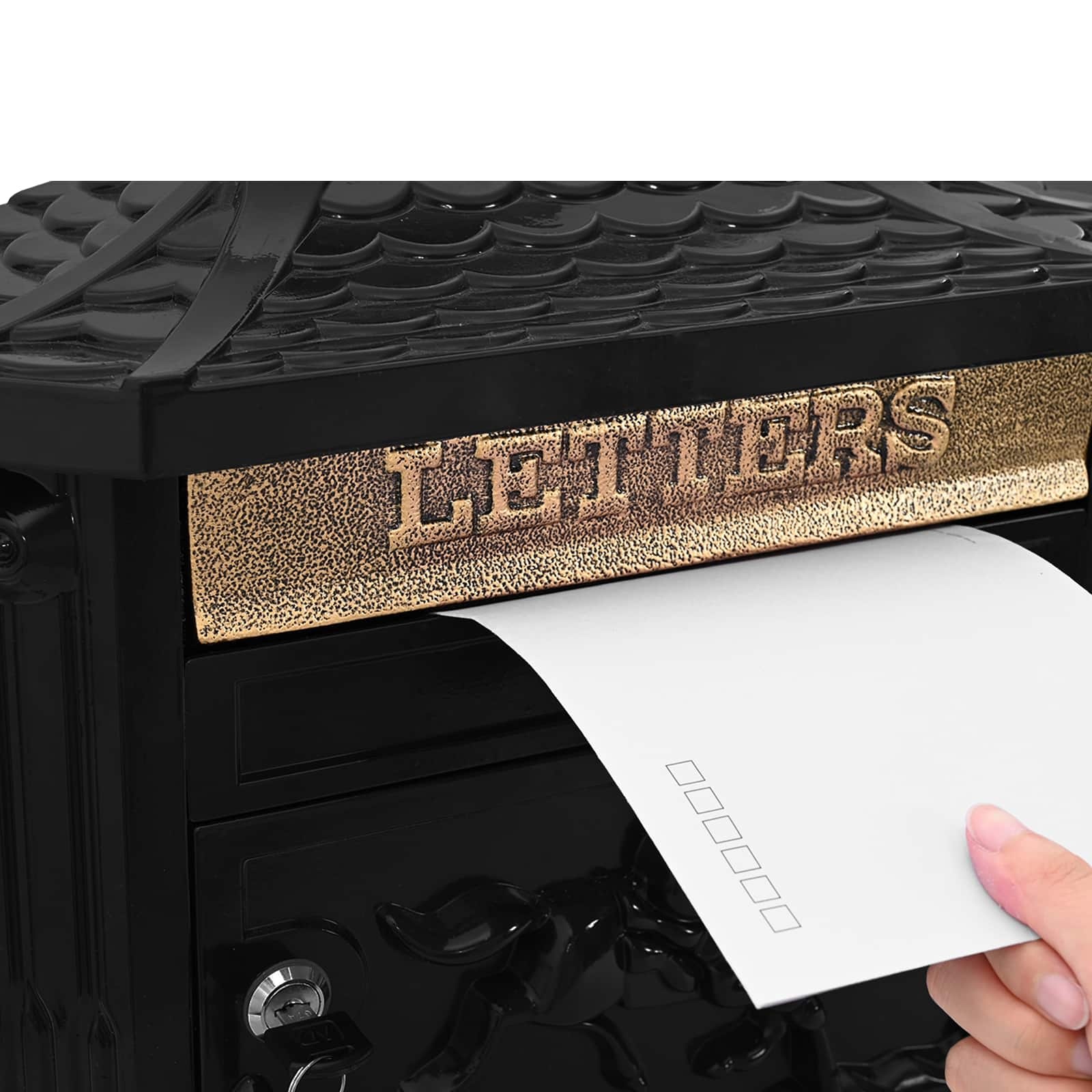 VidaXL Wandgemonteerde brievenbus met opslag Zwart 40,5 x 15,5 x 44 cm